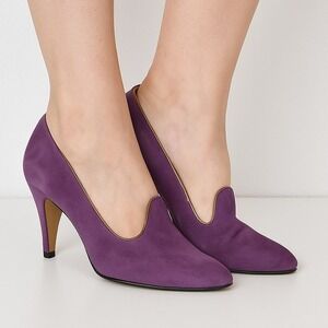 Vintage Stephane Kelian Purple‎ Suede Pumps 6.5M Brazil 80s Designer Heels